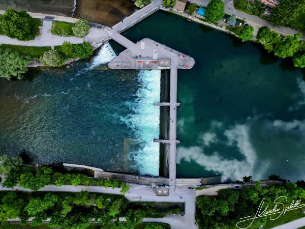 Das Höngger Wehr von oben